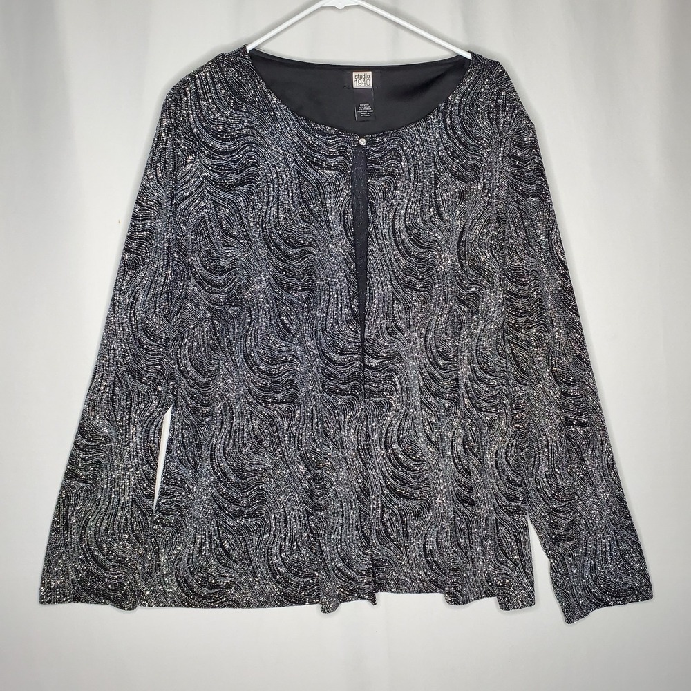 Studio 1940 Cardigan Top Set Women 22/24 Sparkle Stretch Jewel Party Evening